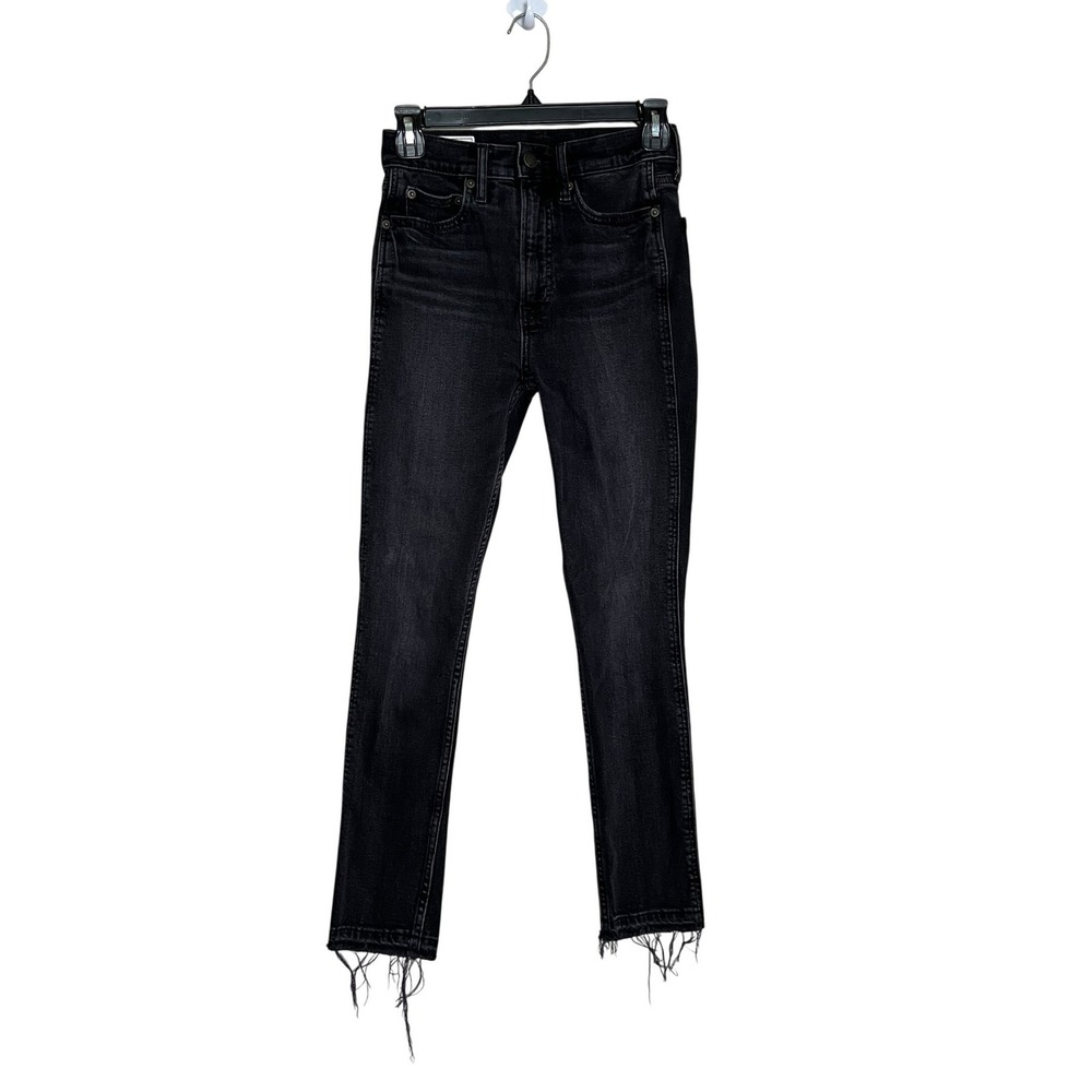 Gap Denim Womens Black High Rise Cigarette Jeans Frayed Hem Size 25 0R